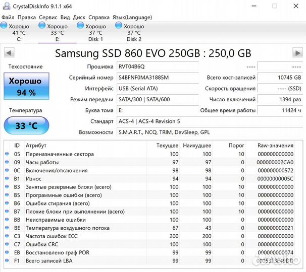 SSD накопитель Samsung 860 EVO