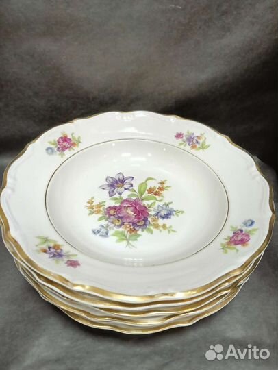 Тарелки суповые комплект мейсенский букет