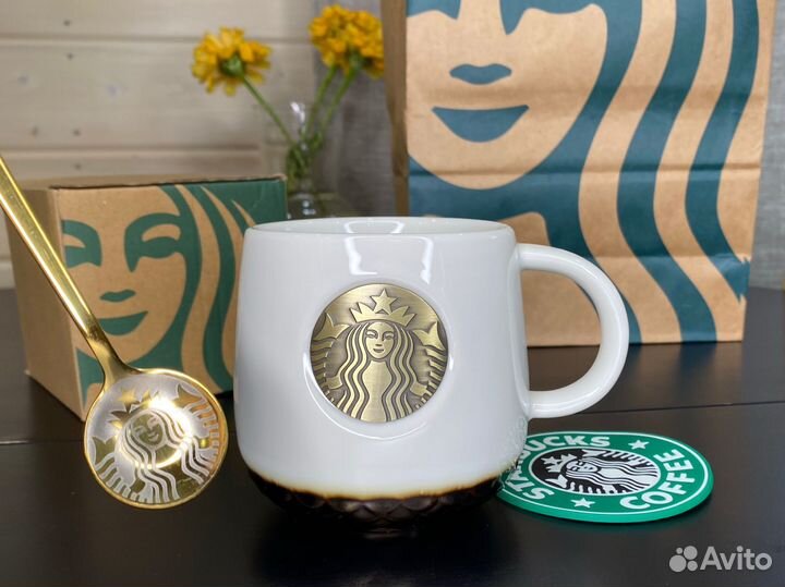 Кружка starbucks старбакс новая + ложка набор