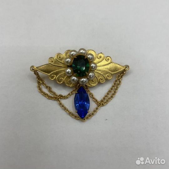 Брошь СССР винтажная с камнями