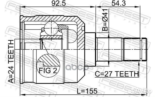 ШРУС внутренний перед 0411EA Febest
