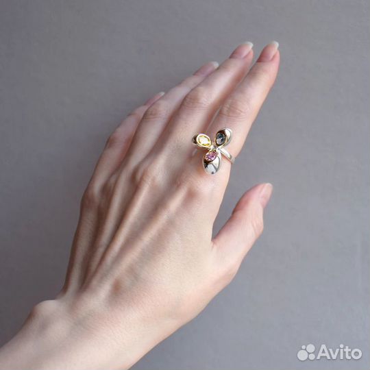 Кольцо, р. 18, натуральный цирконий