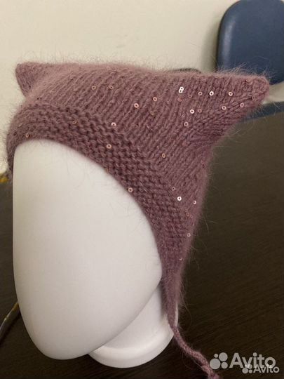 Чепец-шапка с кошачьими ушками