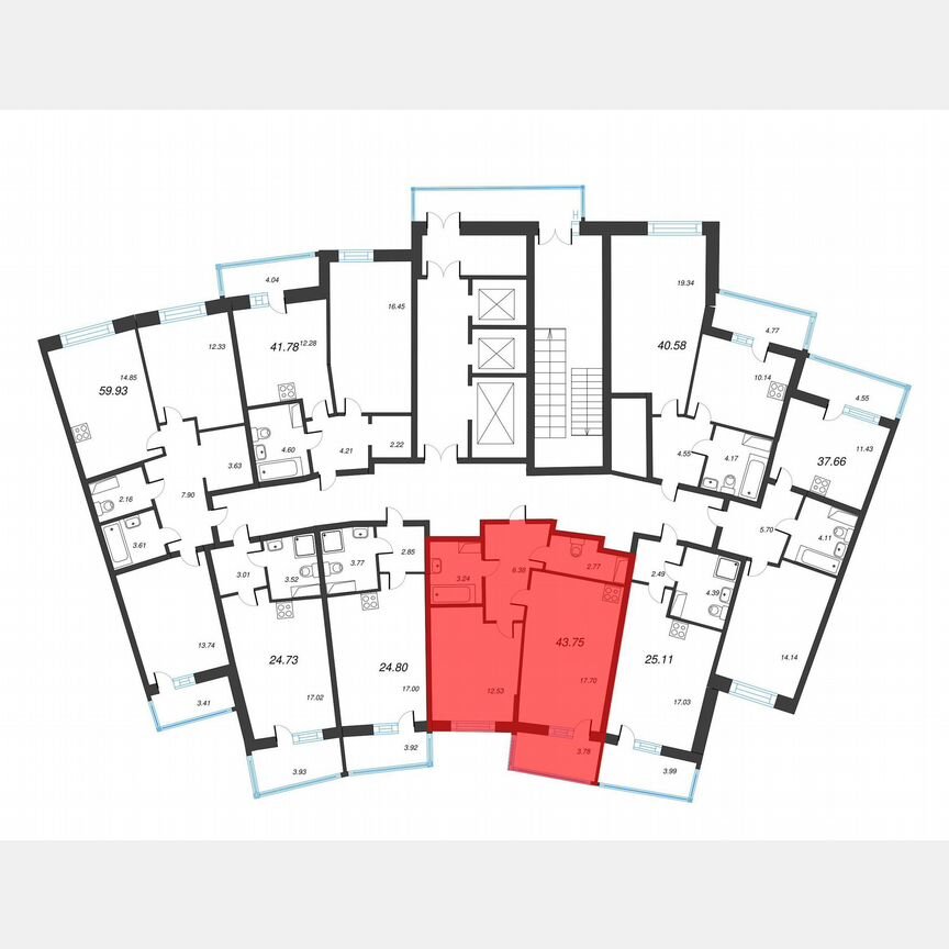 1-к. квартира, 46,4 м², 5/22 эт.