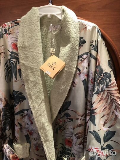 Халат женский шелковый теплый