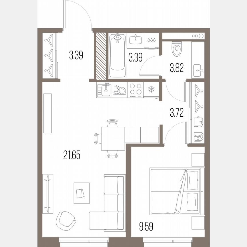 1-к. квартира, 44,6 м², 10/10 эт.