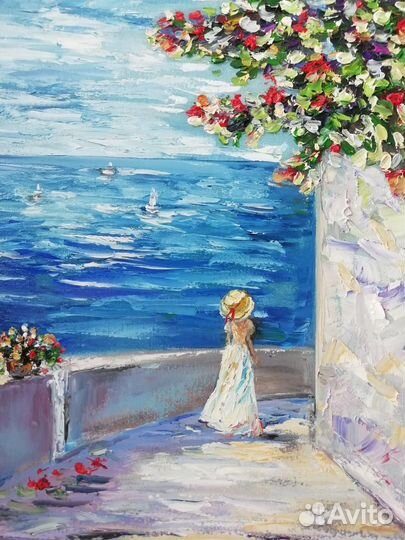 Интерьерная Картина маслом пейзаж мастихином