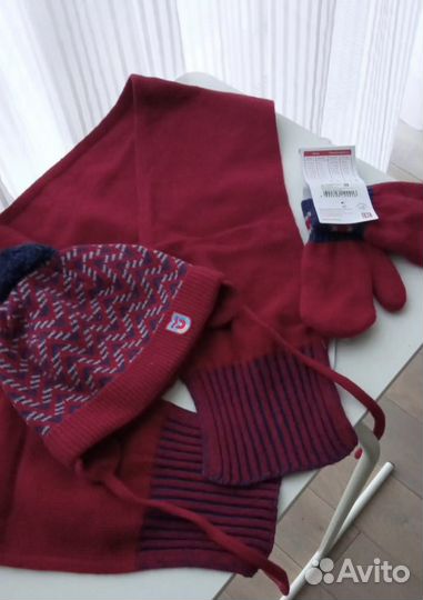 Комплект шапка,шарф,варежки 50-52см