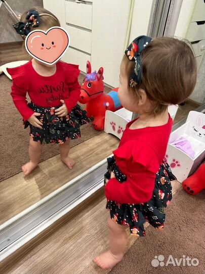 Новогоднее платье боди для девочки 86