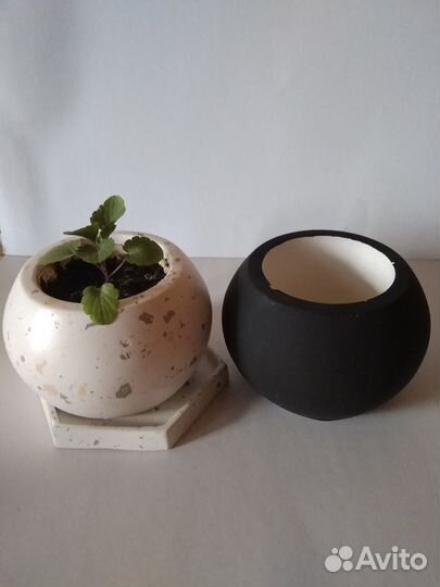 Кашпо малое, декоративное из гипса