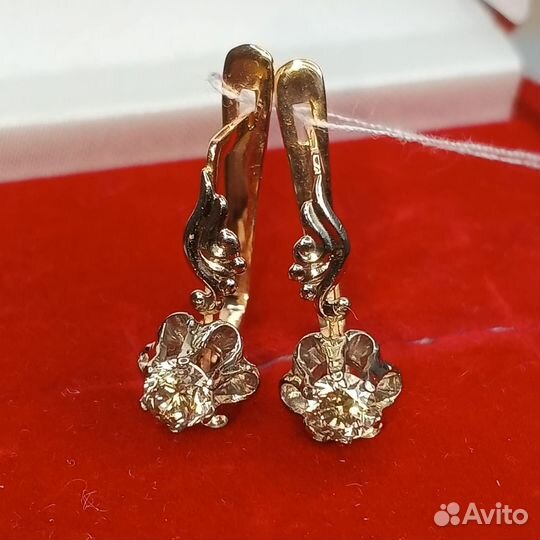 Советские серьги Тюльпан с бриллиантами 0,48 Кт