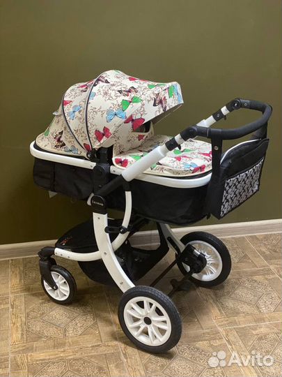 Коляска трансформер Luxmom 2 в 1 длинный капюшон