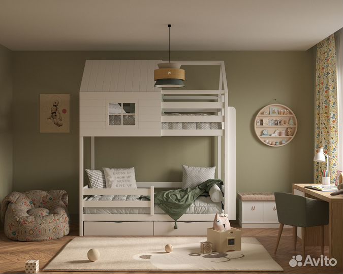 Детская двухярусная кровать с комодом