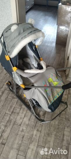 Детские санки коляска с колесами