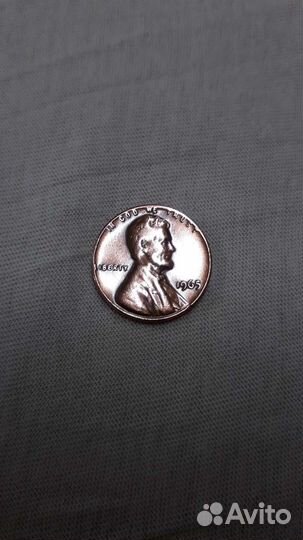 Монета ONE cent, сша, 1965г
