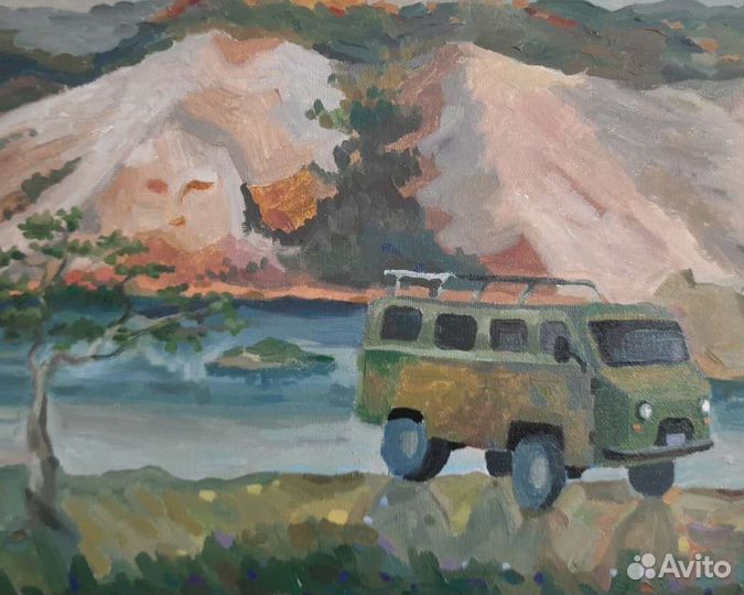 Озеро Байкал, узазик - буханка, картина маслом