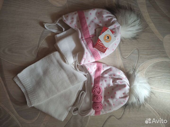 Комплект шапка и шарф для девочки(Польша)