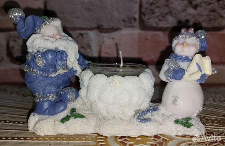 Подсвечник с дедом Морозом и Снеговиком