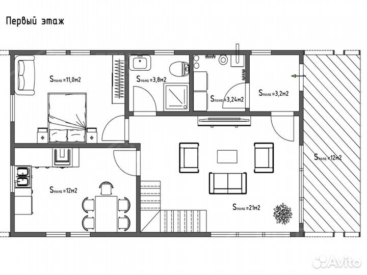 Каркасный дом «Яхрома»: 122 м² l 6х13 м²