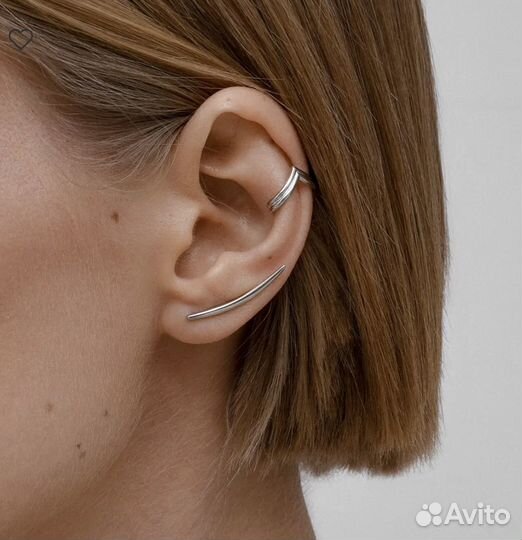 Серьги клаймберы Dark Rain серебро