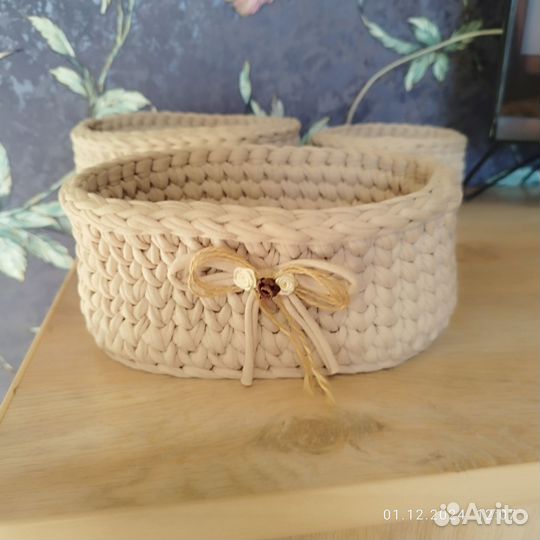 Корзинки вязанные для декора