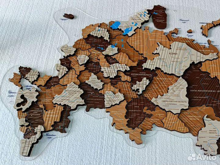 Деревянная карта России из дерева, Нефтекамск