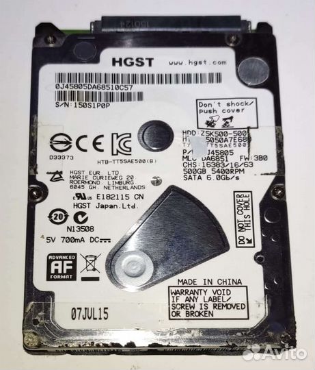 Жёсткий диск для ноутбука hgst 500 Гб
