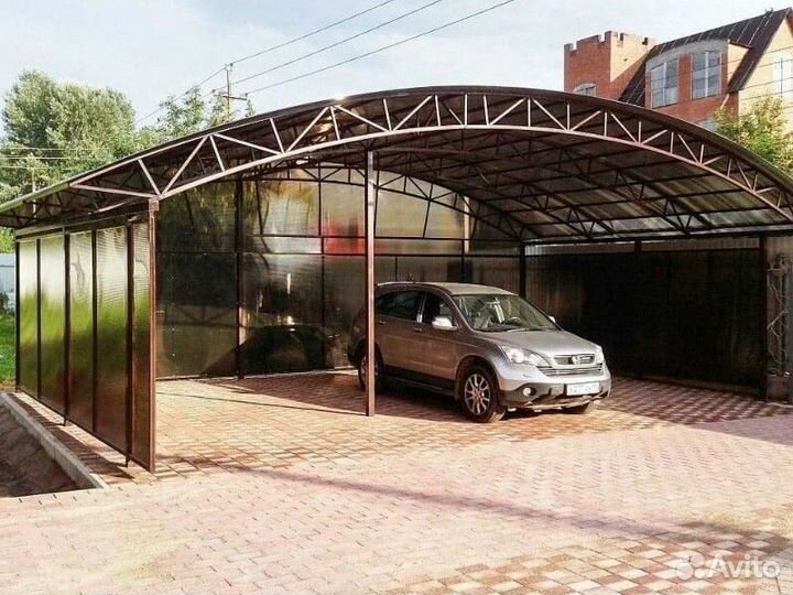 Навес для машины из металлочерепицы