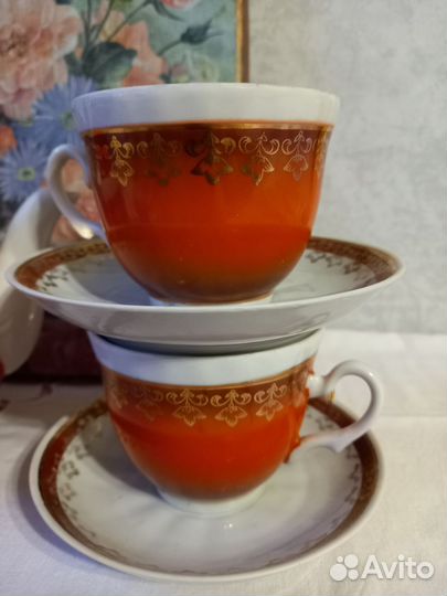 Остатки сервиза чайного СССР Рубин Барановка