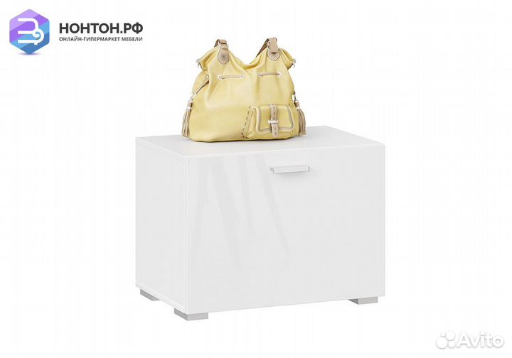 Тумба для обуви Фьюжн белый / белый глянец