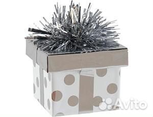 Грузик д/шара Подарок горошек серебро 170гр