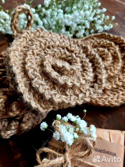 Мочалка ручной работы из джута