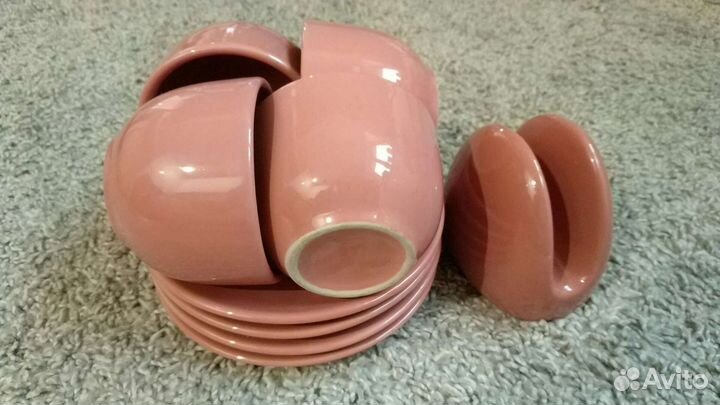 Кофейный набор Коралл (4 пары) и салфетница