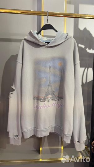 Худи оверсайз Balenciaga Paris рванная