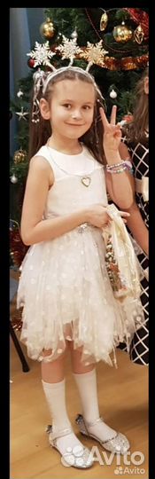 Белое платье снежинка, от Акулы - 116 р-р