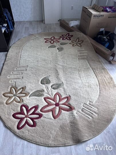 Ковер 2 на 3 овальный бежевый