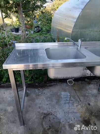 Мойка двухсекционная с тумбой из нержавейки