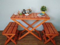 Садово-кемпинговый складной столик со стульями