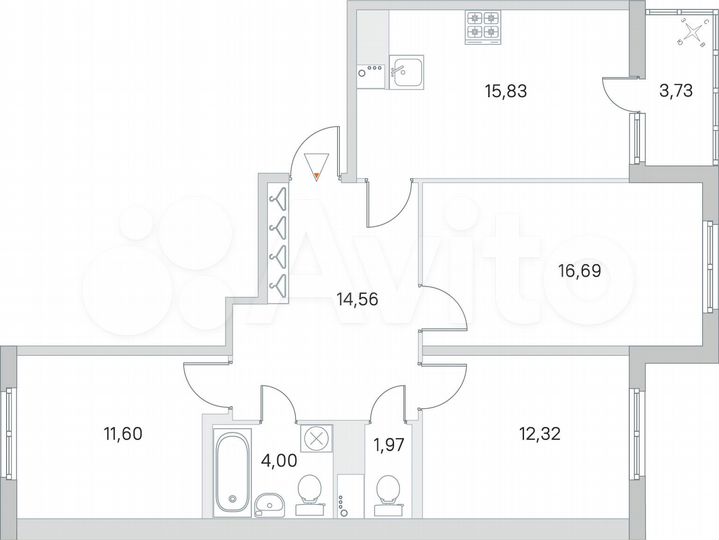 3-к. квартира, 78,8 м², 5/8 эт.