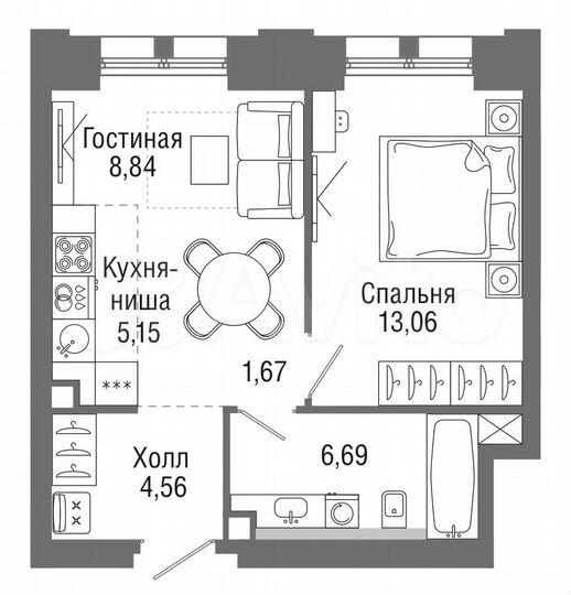 1-к. квартира, 39,9 м², 17/36 эт.