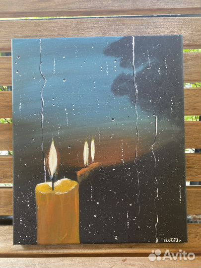 Продам картину 25.*30, холст, акрил. Свеча