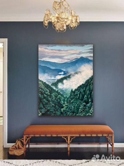 Картина горы. Рассвет в горах, картина маслом