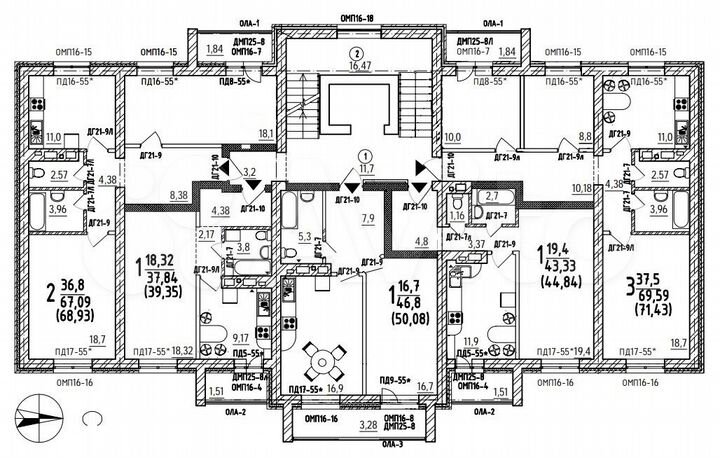 2-к. квартира, 68,9 м², 2/9 эт.