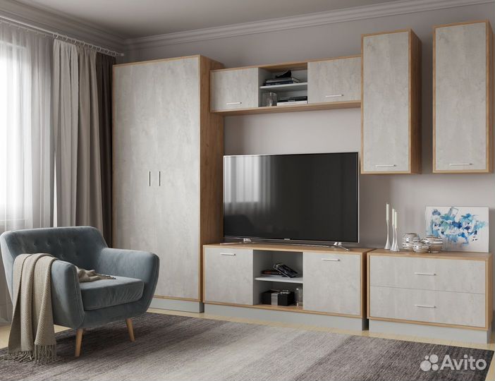 Гостиная модульная Николь Бетонный камень