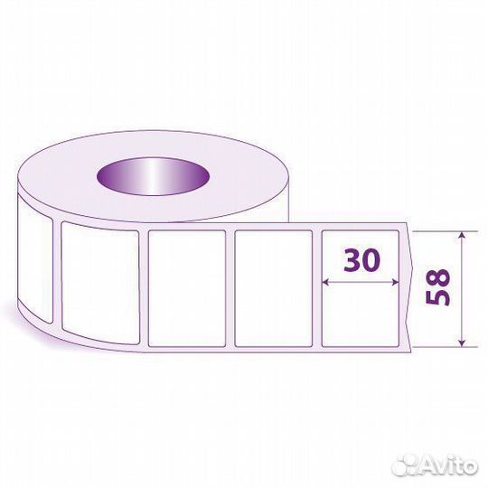 Этикетки в рулоне 58х30 мм Эко