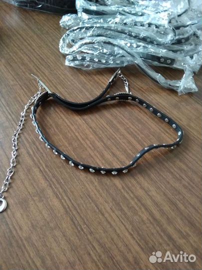 Ремешок кожаный с камушками 10 штук