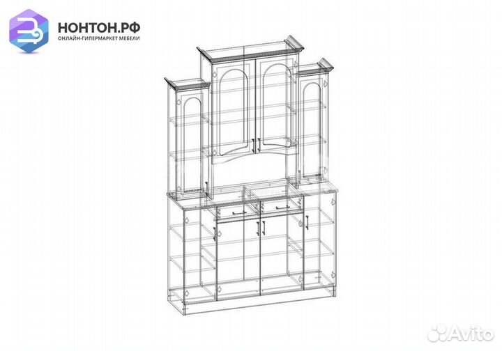 Буфет Констанция 4-х створчатый голубой