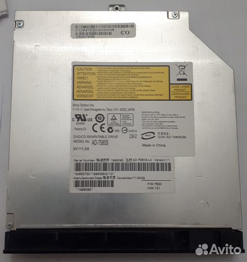 Привод DVD/CD-RW Sony Optiarc AD-7580S