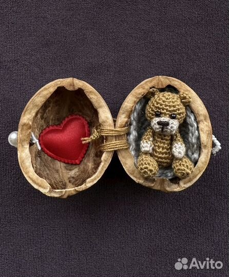 Вязаный медвежонок амигуруми, миниатюра, минимишка