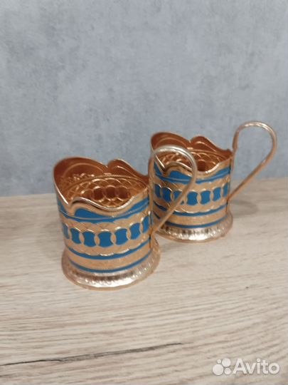 Подстаканник алюминий эмаль винтаж СССР